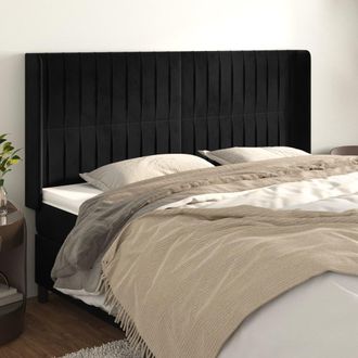 vidaXL Cabecero Con Orejas De Terciopelo Negro 183x16x118/128 Cm Vidaxl