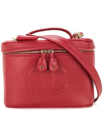 Chanel CC logo two-way cosmetic tote - women - Caviar Leather - One Size - Red