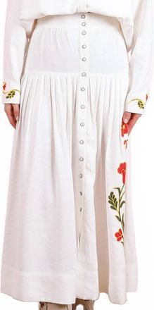 The Great. Western Embroidered Highland Midi Skirt In Cream