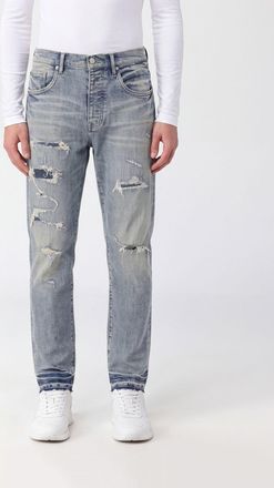 Purple Jeans straight a cinque tasche in denim stretch con effetto usurato