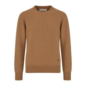 Ami Maglione girocollo con Ami de Coeur tono su tono - - Knitwear - Uomo - Beige - L