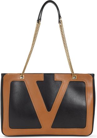 Valentino Garavani Black Lambskin Leather Viva Superstar Medium Tote Bag-Uomo