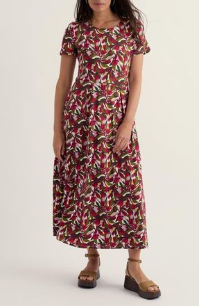 Seasalt Cornwall Veronica Floral Stretch Organic Cotton Midi Dress in Abstract Protea Chalk at Nordstrom, Size 16 Us