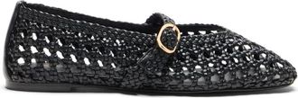 Stuart Weitzman Prim Geweven Mary Jane - Dames - Ballerinas - Zwart - 39 1/2 EU - Leer - Schoenen