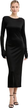 Patrizia Pepe Jurk met lange mouwen - Dames - Casual kleedjes - Zwart - S - Leer - Kleedjes
