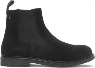 HUGO BOSS Vintage Leren Schoenlaars - Heren - Chelseaboots - Zwart - 44 EU - Leer - Schoenen