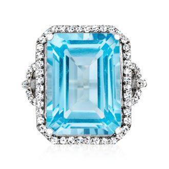Ross-Simons Swiss Blue Topaz and. White Topaz Ring in Sterling Silver