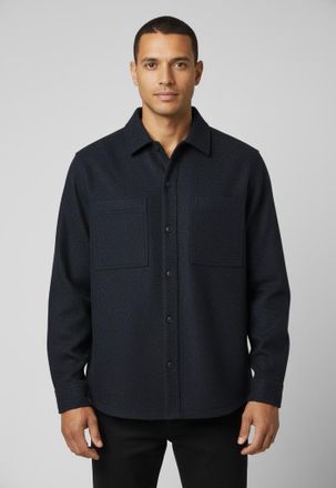 Boss Orange by Hugo Boss Outdoorhemd BOSS ORANGE Locky, Herren, Gr. XXL, N-Gr, dunkelblau404, Web, Obermaterial: 50% Wolle, 50% Polyester, meliert, oversize h&uuml;ftbedeckend, Run