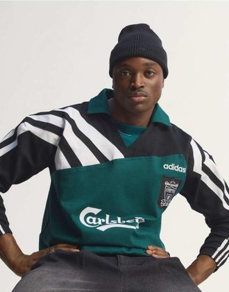 adidas adidas Football - Liverpool 95 Bring Back - Top a maniche lunghe verde, nero e bianco