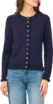 CeCe by Cynthia Steffe Ruffle Trim Cardigan in Classic Navy at Nordstrom, Size X-Small