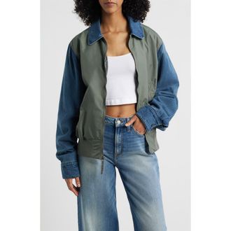 Alpha Industries Mixed Media Flight Jacket in Field Gray at Nordstrom, Size Xx-Large
