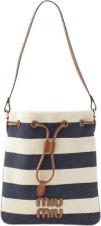 Miu Miu Pre-owned Canvas Bucket Bag - Dames - Vintage Tas - Blauw - ONE Size - Vintage