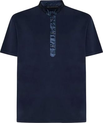 low brand T-shirt con collo alla coreana e abbottonatura - Blu
