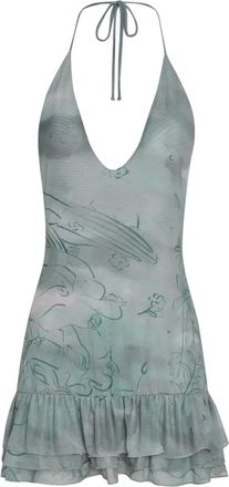 Amir Slama x Jade Picon ruffled halterneck mini dress - Blue