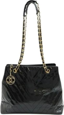 Chanel Pre-owned Shoulder Bags, female, Black, Size: ONE SIZE Pre-owned Patent Leather Tote Shoulder Bag