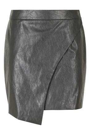 Federica Tosi Anthracite Asymmetrical Metallic Trim Polyurethane Mini Skirt