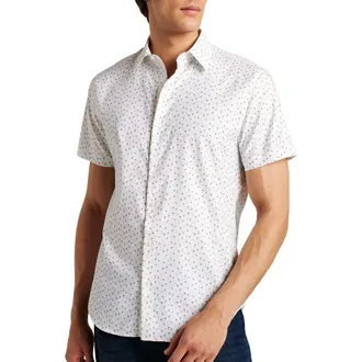 Bonobos Flamingo Print Short Sleeve Performance Button-Up Shirt in Phil Flamingo C33 at Nordstrom Rack, Size Medium