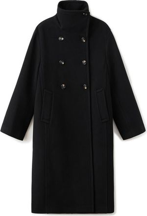 Mango Double Breasted Stand Collar Coat in Black at Nordstrom, Size X-Large