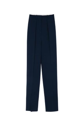 Elisabetta Franchi High-Waist Pleated Trousers - Navy