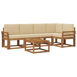 vidaXL Conjunto De Sof&aacute;s De Exterior Con Coj&iacute;n 6 Pcs Natural Y Beige Vidaxl