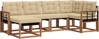 vidaXL Conjunto De Sof&aacute;s De Exterior 6 Uds. Natural Y Beige Vidaxl