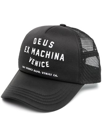 Deus Venice address-embroidered baseball cap - men - Polyester - One Size - Black