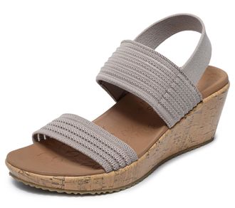 Skechers Women Beverlee-Sheer Luck Wedge Sandal, Taupe, 3.5 UK