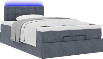 vidaXL Vidaxl - Cama Otomana Con Colch&oacute;n Y Led Terciopelo Gris Oscuro 120x190cm