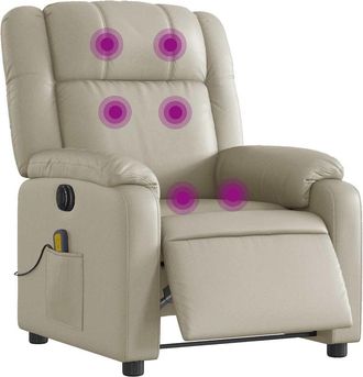 vidaXL Vidaxl - Sill&oacute;n De Masaje Reclinable El&eacute;ctrico Cuero Sint&eacute;tico Crema