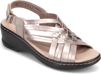 Clarks Womens Lexi Carmen Sandal, Pewter Metallic Leather, 5 UK