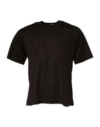 Dolce & Gabbana Mens Dark Brown Logo Cotton Crew Neck T-Shirt