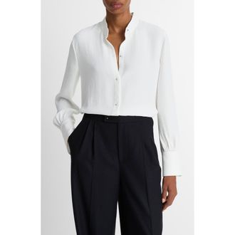 Vince Metal Ball Button Top in Off White at Nordstrom, Size Large