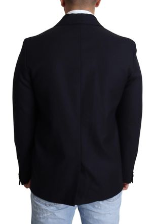 Dolce & Gabbana Mens Dark Blue Wool Single Breasted Coat Jacket Virgin Clothing