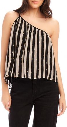 Fifteen Twenty Louetta Metallic One-Shoulder Tank in Stripe at Nordstrom, Size Medium