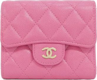 Chanel Pink Grained Calfskin Wallet (Bi-Fold) (Pre-Owned)
