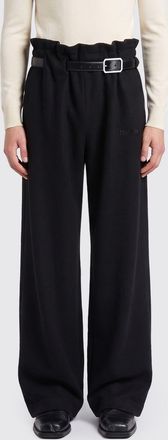 Magliano Pantaloni wide leg in cotone a vita alta con cintura regolabile