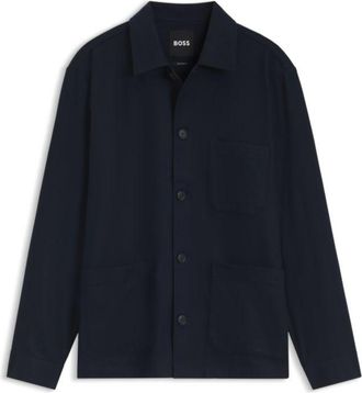 BOSS Relaxed-fit shirt in solid heavyweight flannel