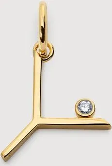 Monica Vinader Gold Solitaire Diamond Initial Y Pendant Lab Grown Diamond