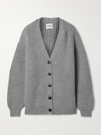 Khaite Cardigan Oversize In Cashmere A Coste Wren - Grigio