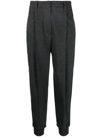 Brunello Cucinelli tapered-leg tailored trousers - women - Virgin Wool/Polyester/Viscose/Polyamide/Spandex/Elastane/Polyester/Acetate/Cupro - 40