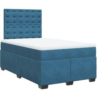 vidaXL vidaXL Box Spring Bed with Mattress Blue 120x200 cm Velvet