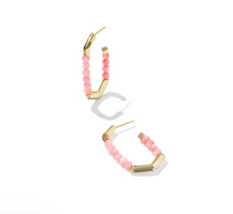 Kendra Scott Womens Sylvia Hoop Earrings In Pink Chalcedony