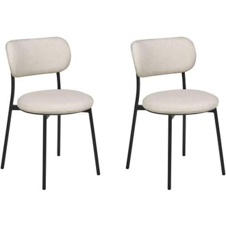 Beliani Set di 2 sedie senza braccioli Sedute imbottite Gambe in metallo per sala da pranzo cucina Beige Casey