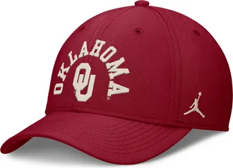 Nike Jordan Mens Oklahoma Campus Prep Jordan Brand Dri-FIT College Hat in Red | JC3A69WOKN-EK5