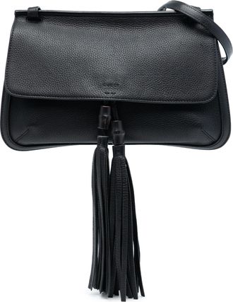 Gucci Pre-owned Womens Medium Leather Bamboo Daily Crossbody - Black - One Size