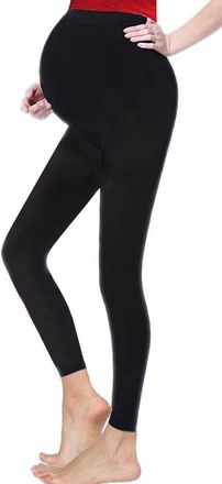 Generic Ladies Women Maternity Over Bump Full Length Adjustable Cotton Leggings (Black, UK 8)
