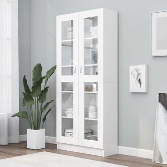 vidaXL Vidaxl Armadietto Vetrina Bianco 82,5x30,5x185 Cm Legno Multistrato