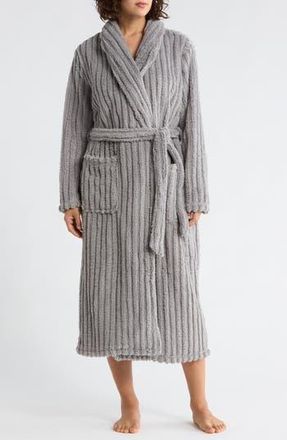 Nordstrom Rack Textured Plush Fleece Robe in Grey Frost at Nordstrom Rack, Size X-Large