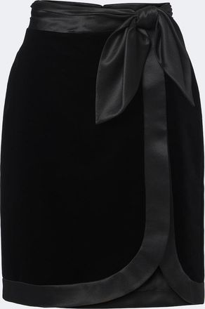 Saint Laurent Silk-trimmed velvet wrap skirt