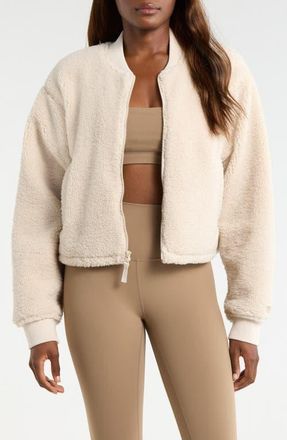 Lord & Taylor Berber Bomber Jacket in Moonbeam at Nordstrom, Size X-Small